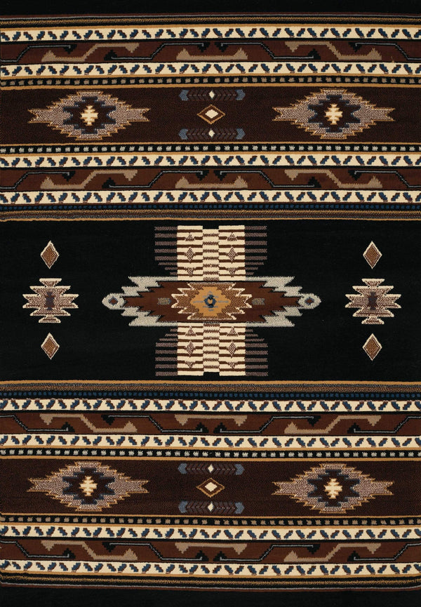 Rugs Black Rug - 22" x 36" x 0.3" Black Polypropylene Accent Rug HomeRoots