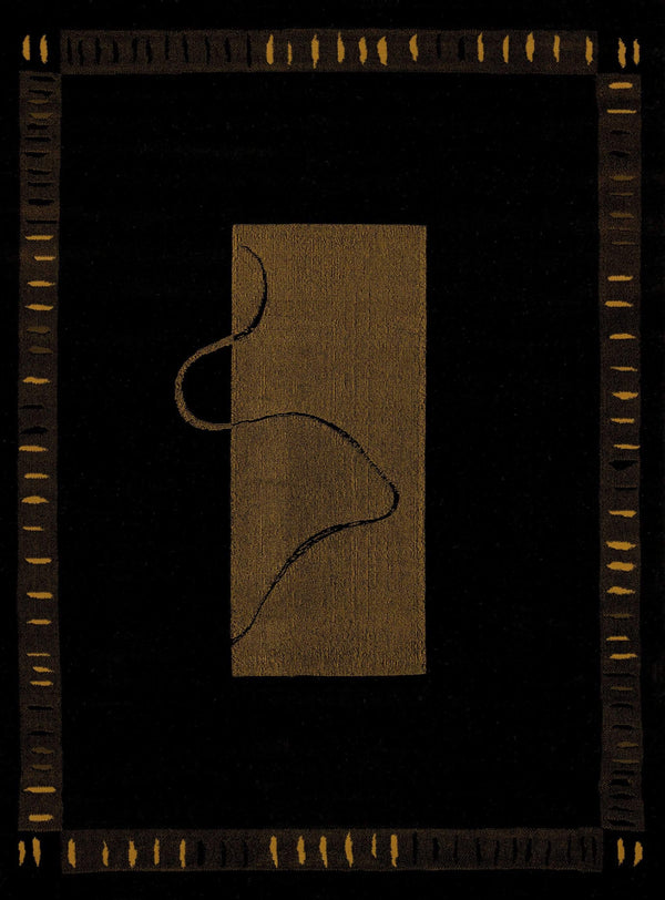 Rugs Black Rug - 22" x 36" x 0.4" Black Polypropylene Accent Rug HomeRoots