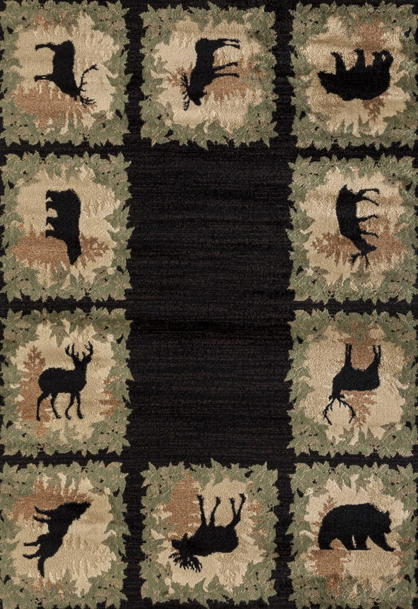 Rugs Black Rug - 22" x 36" x 0.4" Black Polypropylene Mat Rug HomeRoots