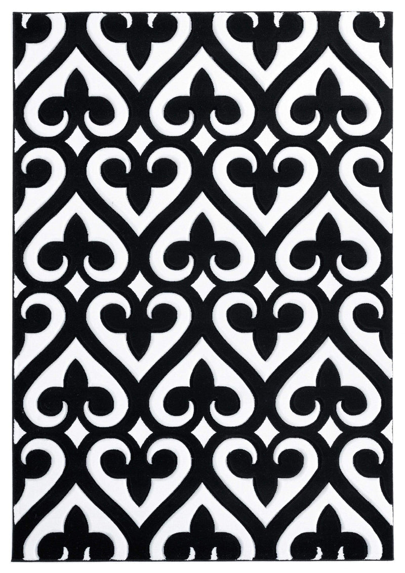 Rugs Black Rug 31" x 50" x 0.53" Black Olefin/Polypropylene Mat Rug 7467 HomeRoots