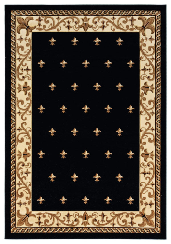 Rugs Black Rug 31" x 50" x 0.53" Black Olefin/Polypropylene Mat Rug 7521 HomeRoots