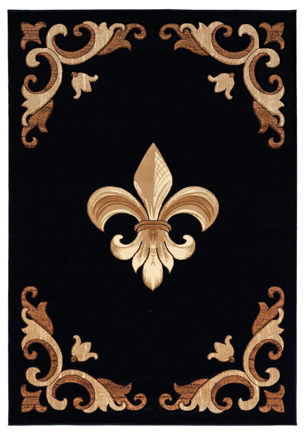 Rugs Black Rug 31" x 50" x 0.53" Black Olefin/Polypropylene Mat Rug 7539 HomeRoots