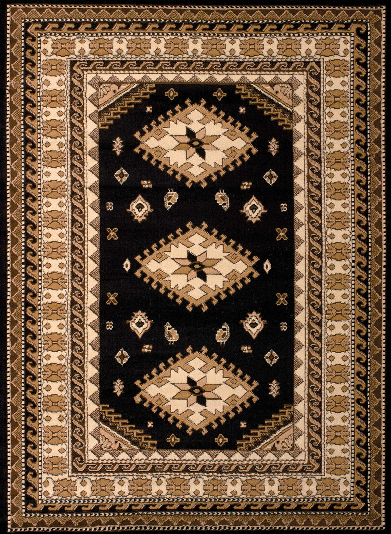 Rugs Black Rug 33" x 39" x 0.31" Black Polypropylene Accent Rug 8734 HomeRoots