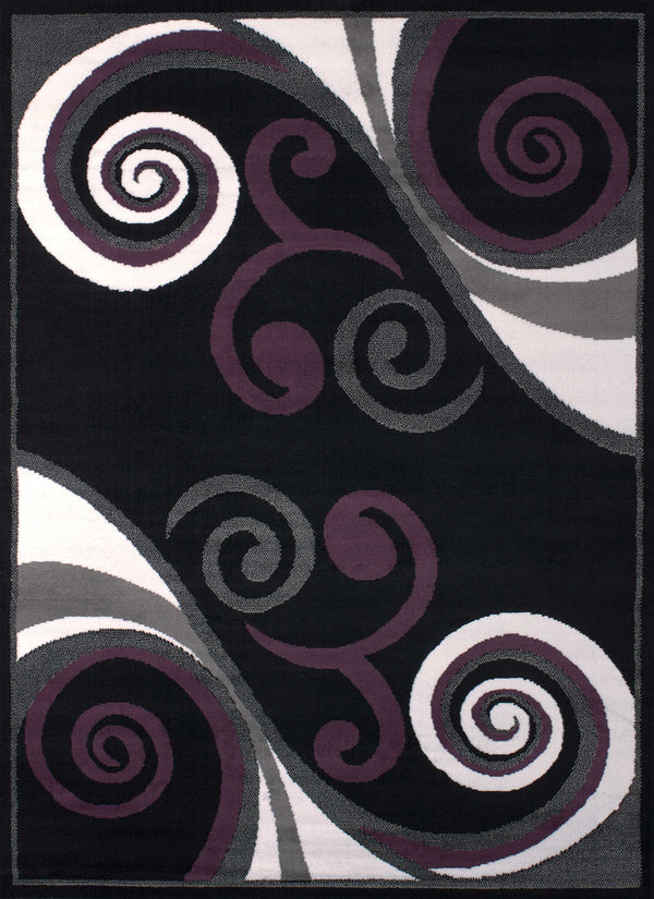 Rugs Black Rug 33" x 39" x 0.31" Black Polypropylene Accent Rug 8802 HomeRoots