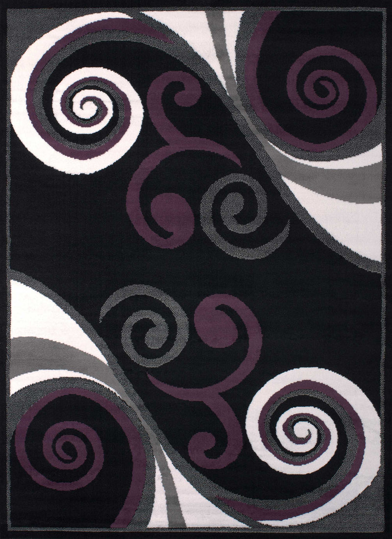 Rugs Black Rug 33" x 39" x 0.31" Black Polypropylene Accent Rug 8802 HomeRoots