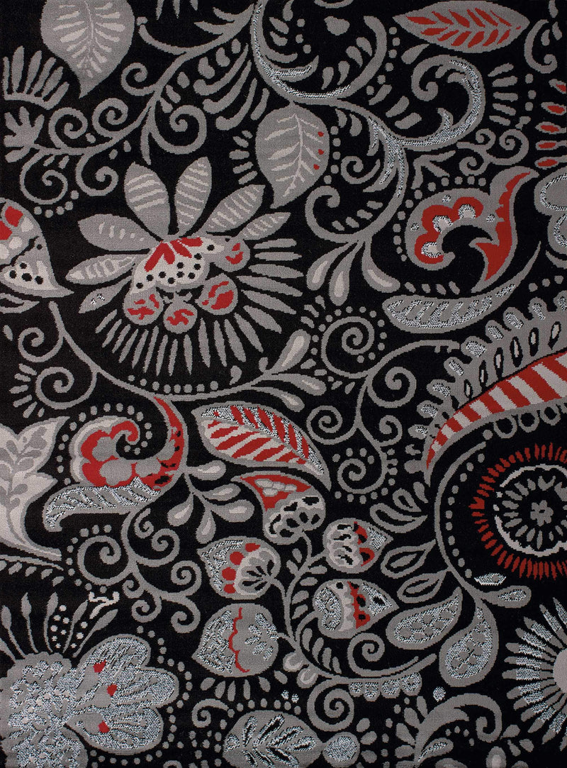 Rugs Black Rug 33" x 39" x 0.31" Black Polypropylene Accent Rug 8890 HomeRoots