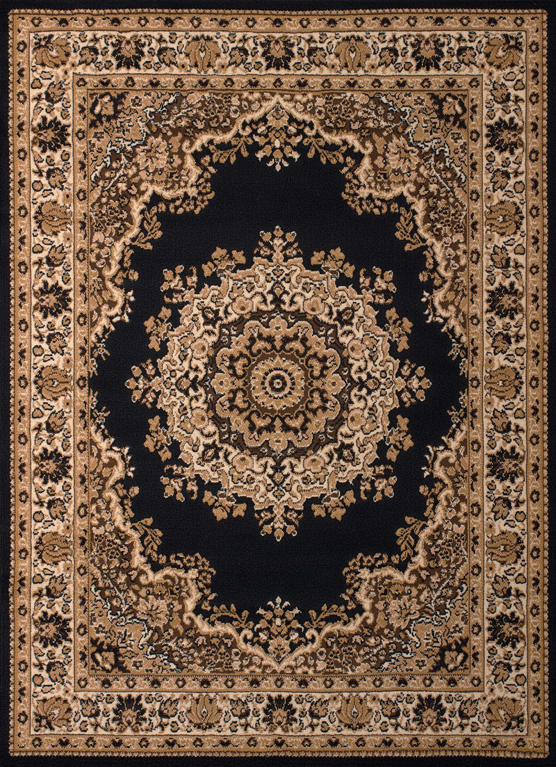 Rugs Black Rug - 33" x 39" x 0.31" Black Polypropylene Accent Rug HomeRoots