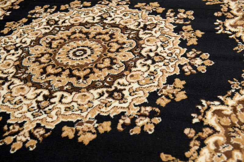 Rugs Black Rug - 33" x 39" x 0.31" Black Polypropylene Accent Rug HomeRoots