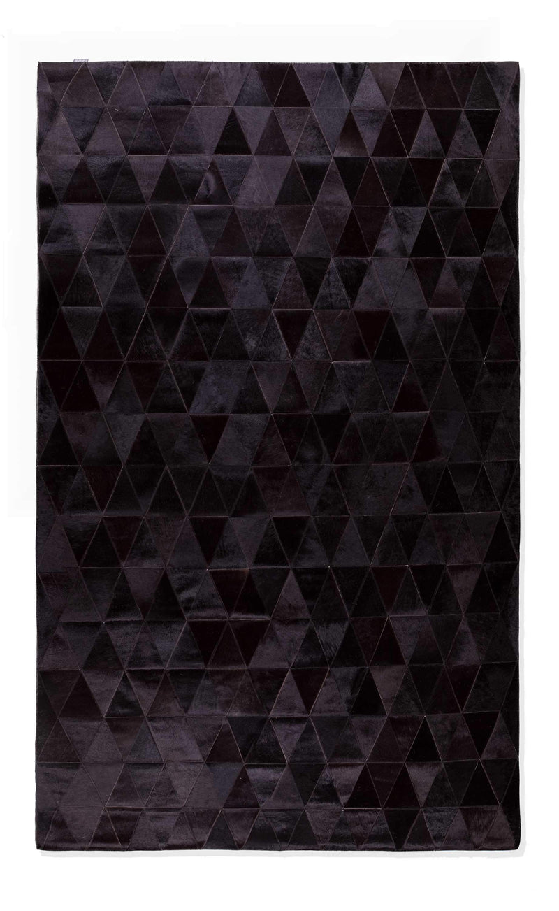 Rugs Black Rug - 60" x 96" Black Mosaic, Natural Stitched Cowhide - Area Rug HomeRoots