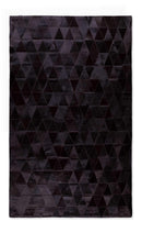 Rugs Black Rug - 60" x 96" Black Parquet, Natural Stitched Cowhide - Area Rug HomeRoots