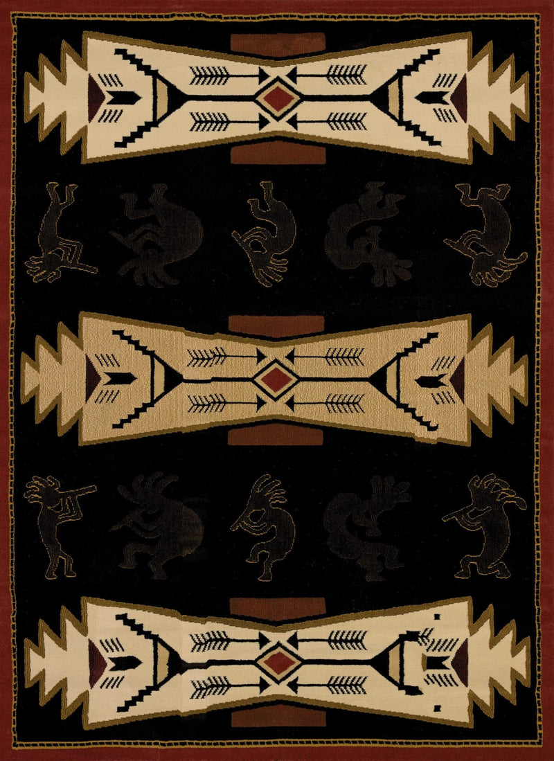 Rugs Black Rug 63" x 86" x 0.4" Black Polypropylene Area Rug 8096 HomeRoots