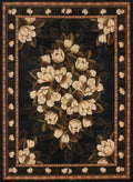 Rugs Black Rug 63" x 86" x 0.4" Black Polypropylene Area Rug 8120 HomeRoots