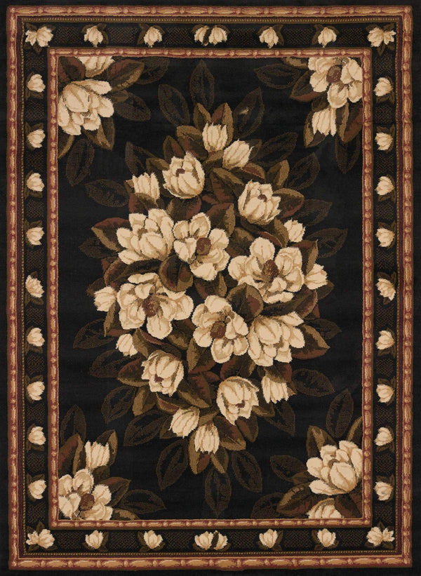 Rugs Black Rug 63" x 86" x 0.4" Black Polypropylene Area Rug 8120 HomeRoots
