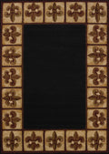 Rugs Black Rug 63" x 86" x 0.4" Black Polypropylene Area Rug 8136 HomeRoots