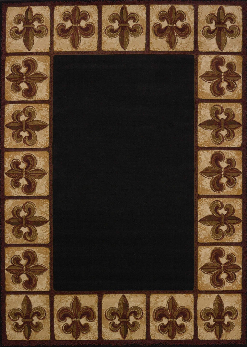 Rugs Black Rug 63" x 86" x 0.4" Black Polypropylene Area Rug 8136 HomeRoots