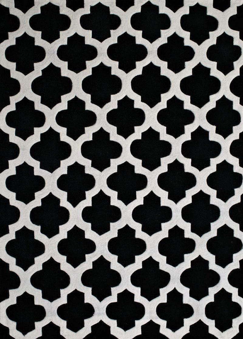 Rugs Black Rug - 63" x 86" x 0.47" Black Polyester Area Rug HomeRoots
