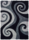 Rugs Black Rug 63" x 86" x 1.2" Black Polyester Area Rug 9188 HomeRoots