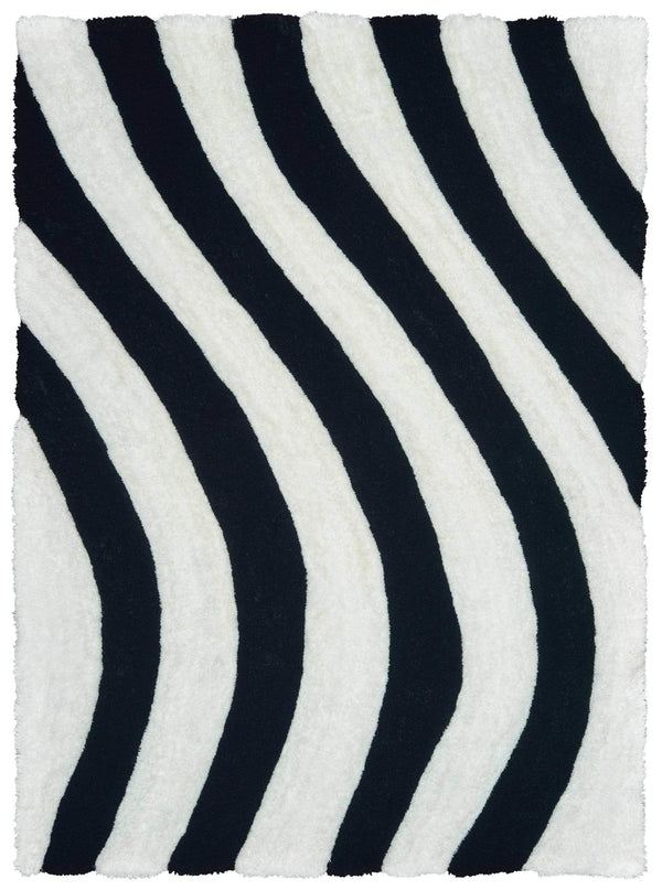 Rugs Black Rug 63" x 86" x 1.2" Black Polyester Area Rug 9206 HomeRoots