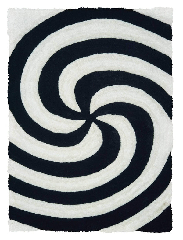Rugs Black Rug 63" x 86" x 1.2" Black Polyester Area Rug 9224 HomeRoots