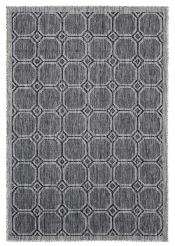 Rugs Black Rug 63" x 90" x 0.04" Black Polypropylene Area Rug 6929 HomeRoots