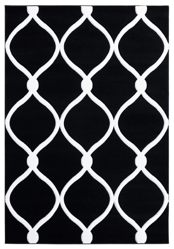Rugs Black Rug 63" x 90" x 0.53" Black Olefin/Polypropylene Area Rug 7486 HomeRoots