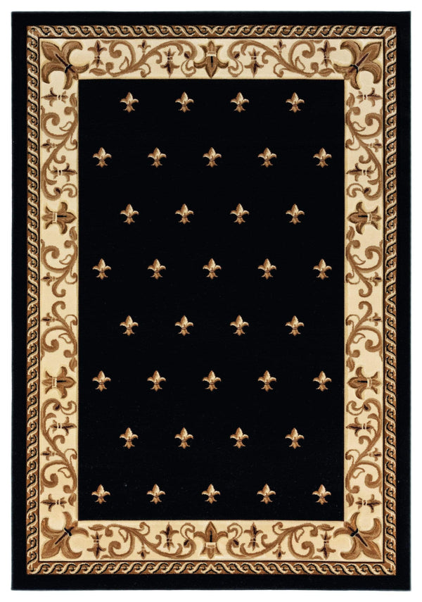 Rugs Black Rug 63" x 90" x 0.53" Black Olefin/Polypropylene Area Rug 7522 HomeRoots