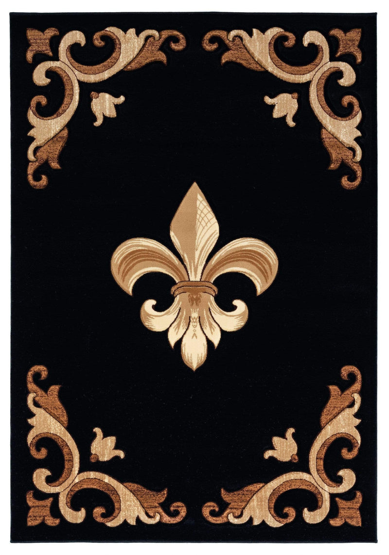 Rugs Black Rug 63" x 90" x 0.53" Black Olefin/Polypropylene Area Rug 7540 HomeRoots