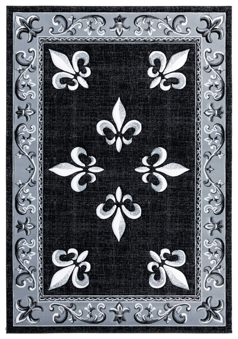 Rugs Black Rug - 63" x 90" x 0.53" Black Olefin/Polypropylene Area Rug HomeRoots