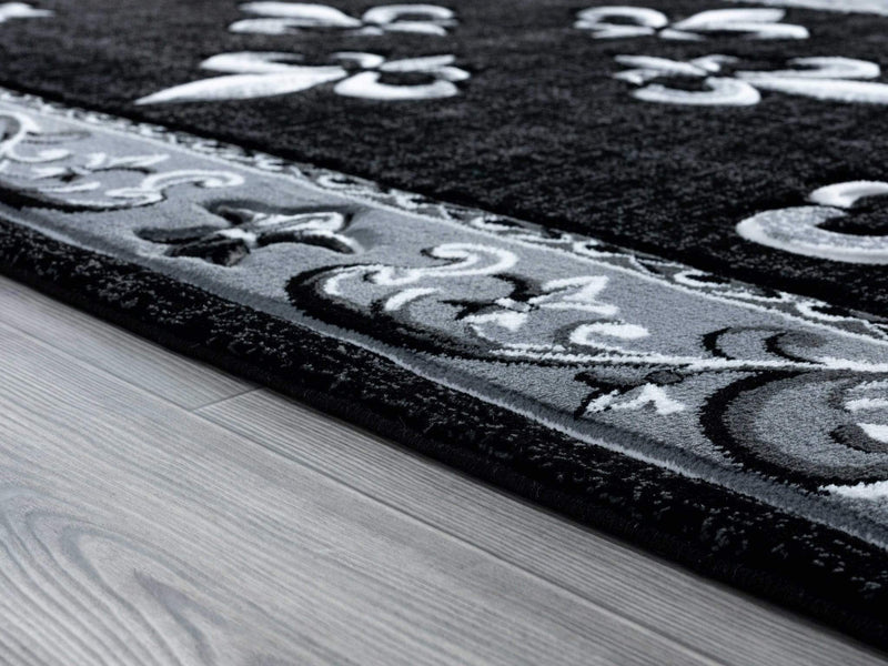 Rugs Black Rug - 63" x 90" x 0.53" Black Olefin/Polypropylene Area Rug HomeRoots