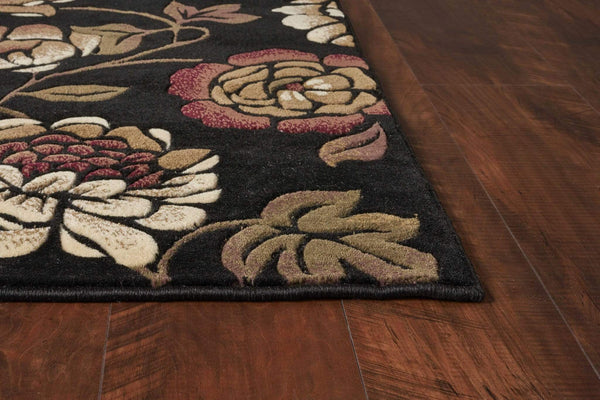 Rugs Black Rug - 63" X 91" X 0.'5" Black Polypropylene Rug HomeRoots