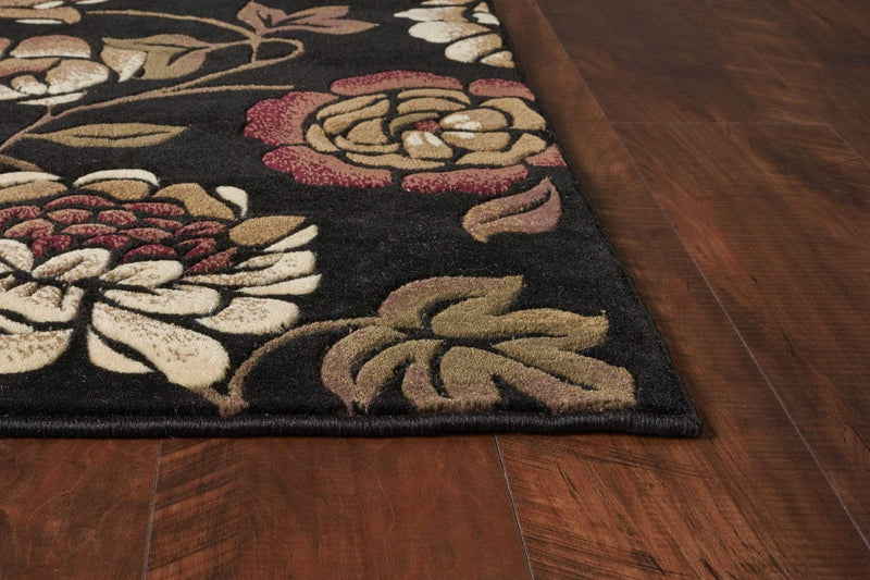 Rugs Black Rug - 63" X 91" X 0.'5" Black Polypropylene Rug HomeRoots