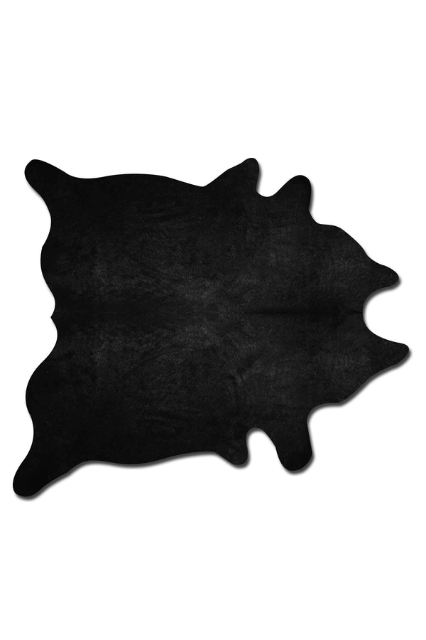 Rugs Black Rug 72" x 84" Black, Cowhide Rug 3167 HomeRoots