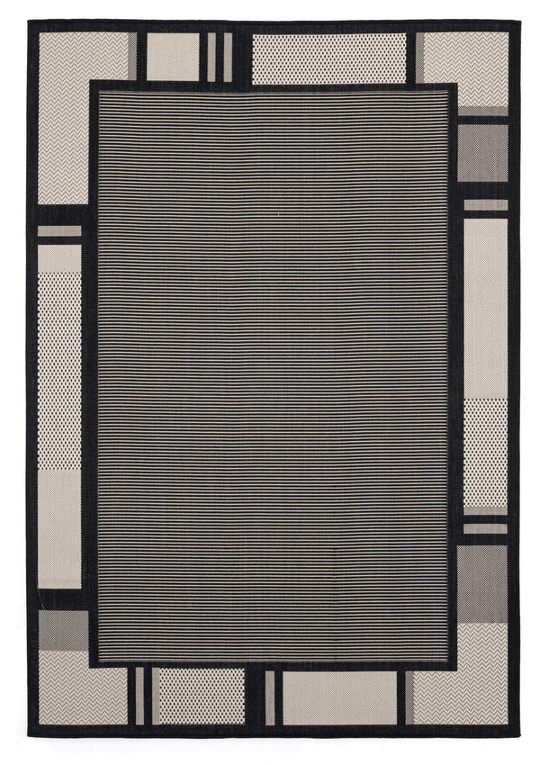 Rugs Black Rug 94" x 126" x 0.04" Black Polypropylene Oversize Rug 6946 HomeRoots