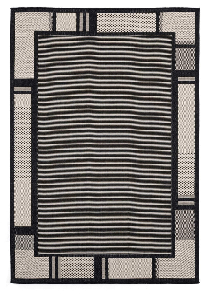 Rugs Black Rug 94" x 126" x 0.04" Black Polypropylene Oversize Rug 6946 HomeRoots