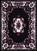 Rugs Black Rug 94" x 126" x 0.4" Black Olefin Oversize Rug 7720 HomeRoots