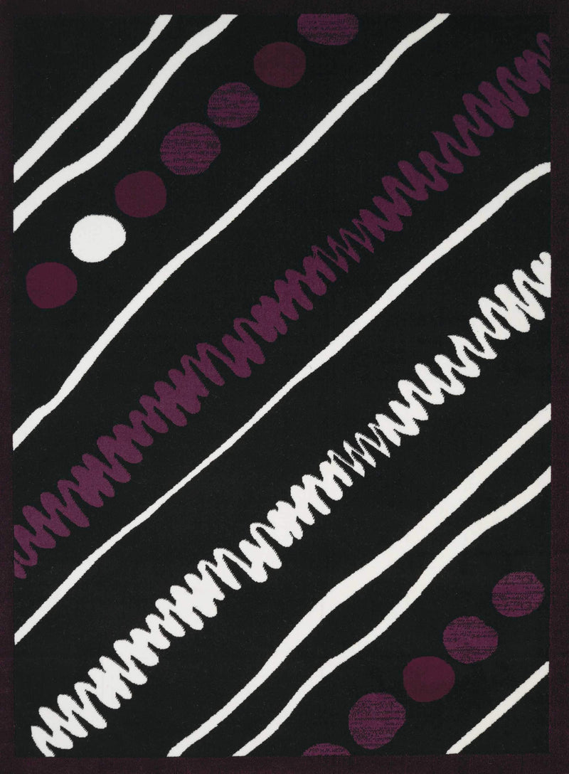 Rugs Black Rug 94" x 126" x 0.4" Black Olefin Oversize Rug 7744 HomeRoots