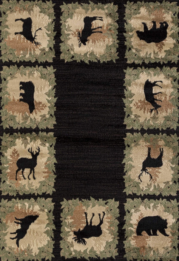 Rugs Black Rug - 94" x 126" x 0.4" Black Polypropylene Area Rug HomeRoots