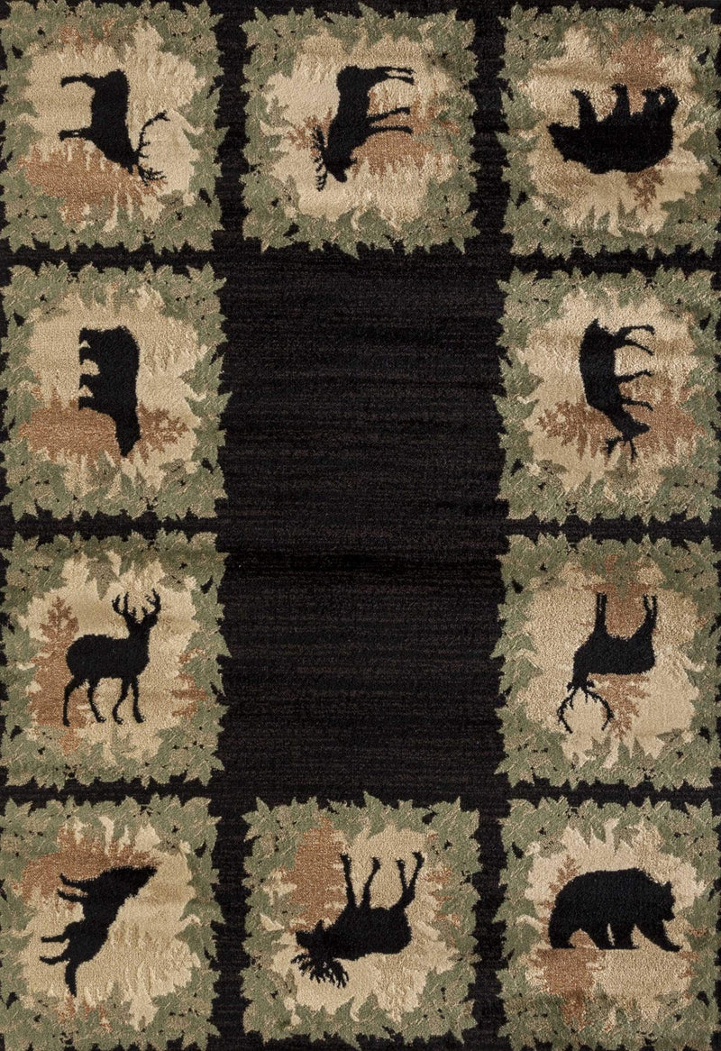 Rugs Black Rug - 94" x 126" x 0.4" Black Polypropylene Area Rug HomeRoots