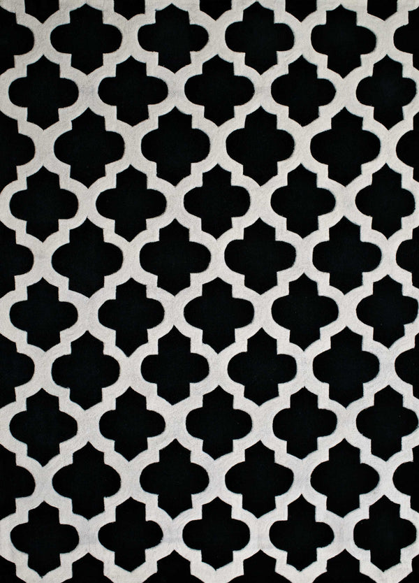 Rugs Black Rug - 94" x 126" x 0.47" Black Polyester Oversize Rug HomeRoots