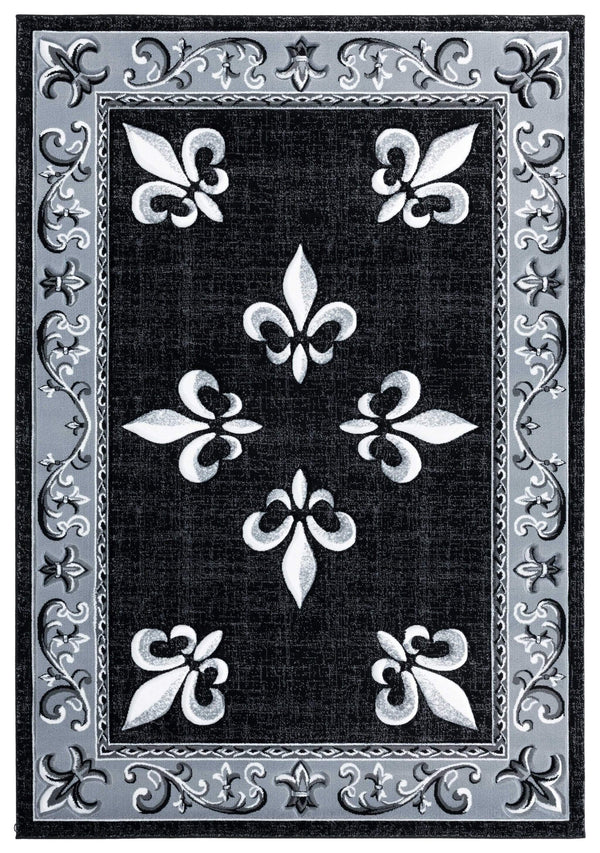 Rugs Black Rug 94" x 126" x 0.53" Black Olefin/Polypropylene Area Rug 7404 HomeRoots