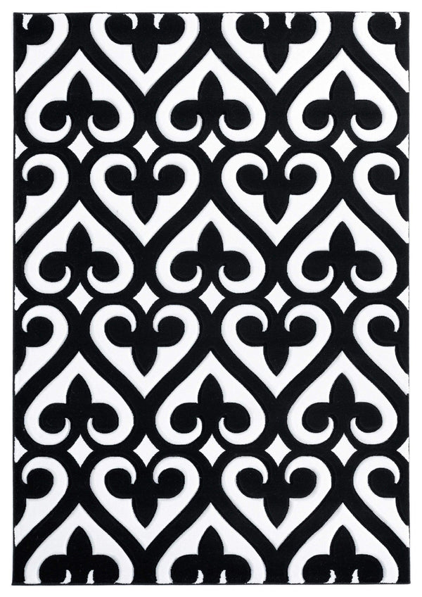 Rugs Black Rug 94" x 126" x 0.53" Black Olefin/Polypropylene Area Rug 7470 HomeRoots