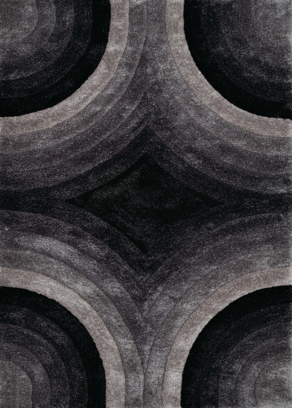 Rugs Black Rug - 94" x 126" x 1.2" Black Polyester Oversize Rug HomeRoots