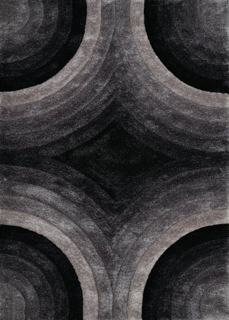Rugs Black Rug - 94" x 126" x 1.2" Black Polyester Oversize Rug HomeRoots