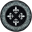 Rugs Black Rug 94" x 94" x 0.53" Black Olefin/Polypropylene Round Rug 7403 HomeRoots