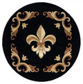 Rugs Black Rug 94" x 94" x 0.53" Black Olefin/Polypropylene Round Rug 7541 HomeRoots