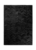 Rugs Black Rug - 96" x 120" Black Parquet, Natural Stitched, Cowhide - Area Rug HomeRoots