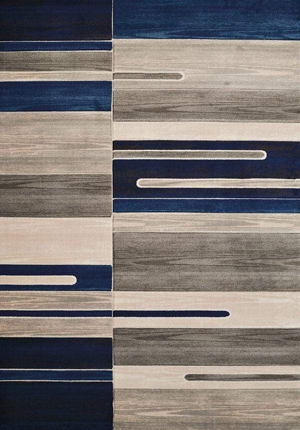 Rugs Blue and Grey Rug - 22" x 32" x 0.47" Denim Polypropylene Accent Rug HomeRoots