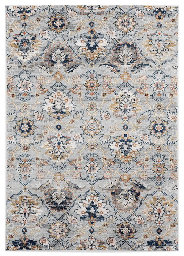 Rugs Blue and Grey Rug 23" x 36" x 0.79" Blue/Grey Microfiber/Polyester Accent Rug 7994 HomeRoots