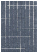 Rugs Blue and Grey Rug 23" x 36" x 1.2" Blue/Grey Microfiber Polyester Accent Rug 1662 HomeRoots