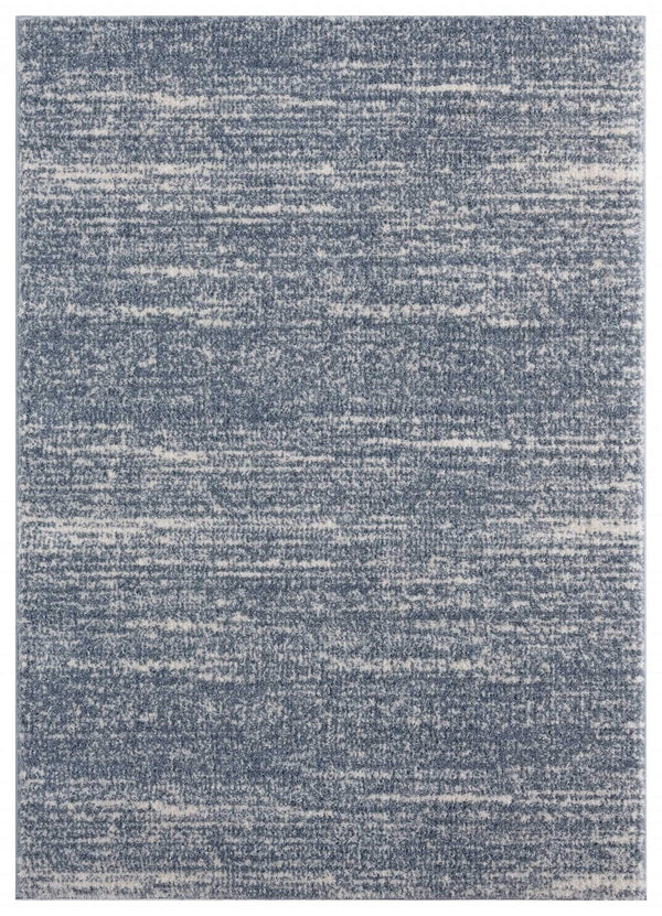 Rugs Blue and Grey Rug 23" x 36" x 1.2" Blue/Grey Microfiber Polyester Accent Rug 1686 HomeRoots